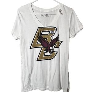 Boston College Womens Short Sleeve V Front Logo Graphic Tee Sz M